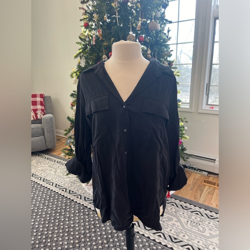 Babton Teinture Noire Utility button up top in black NWTS